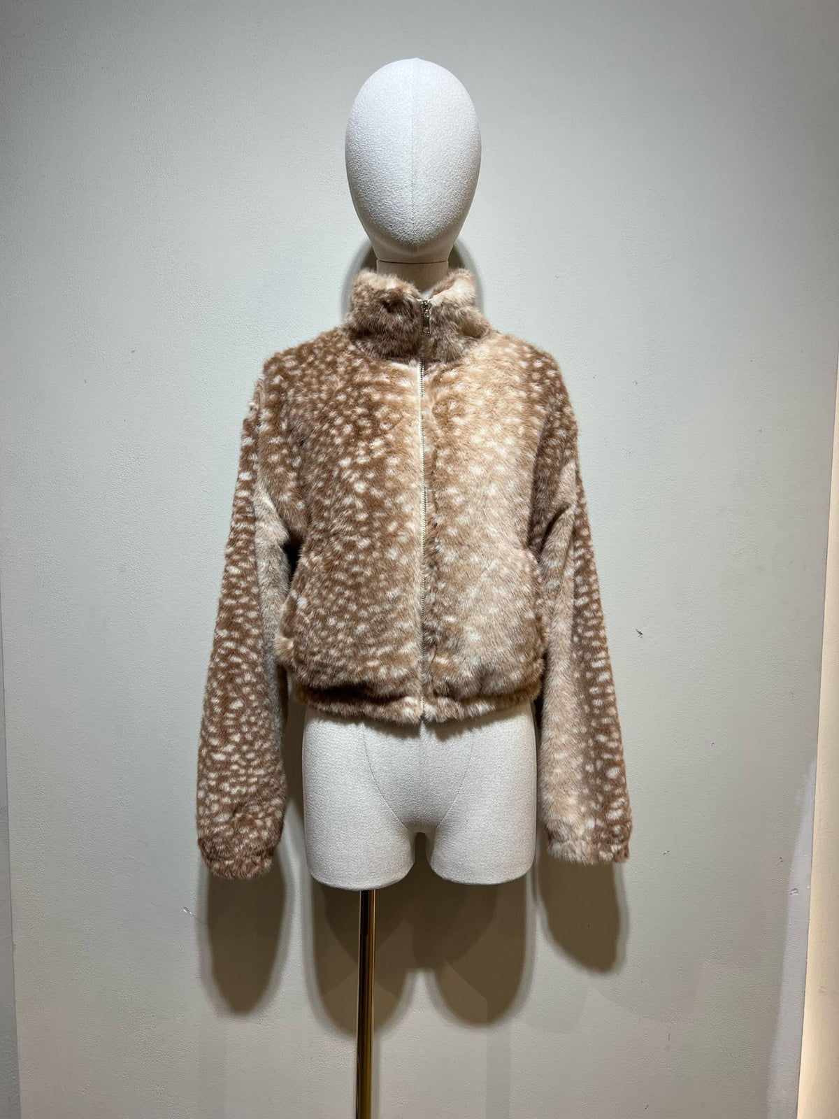 Bambi faux fur bomber jacket - beige