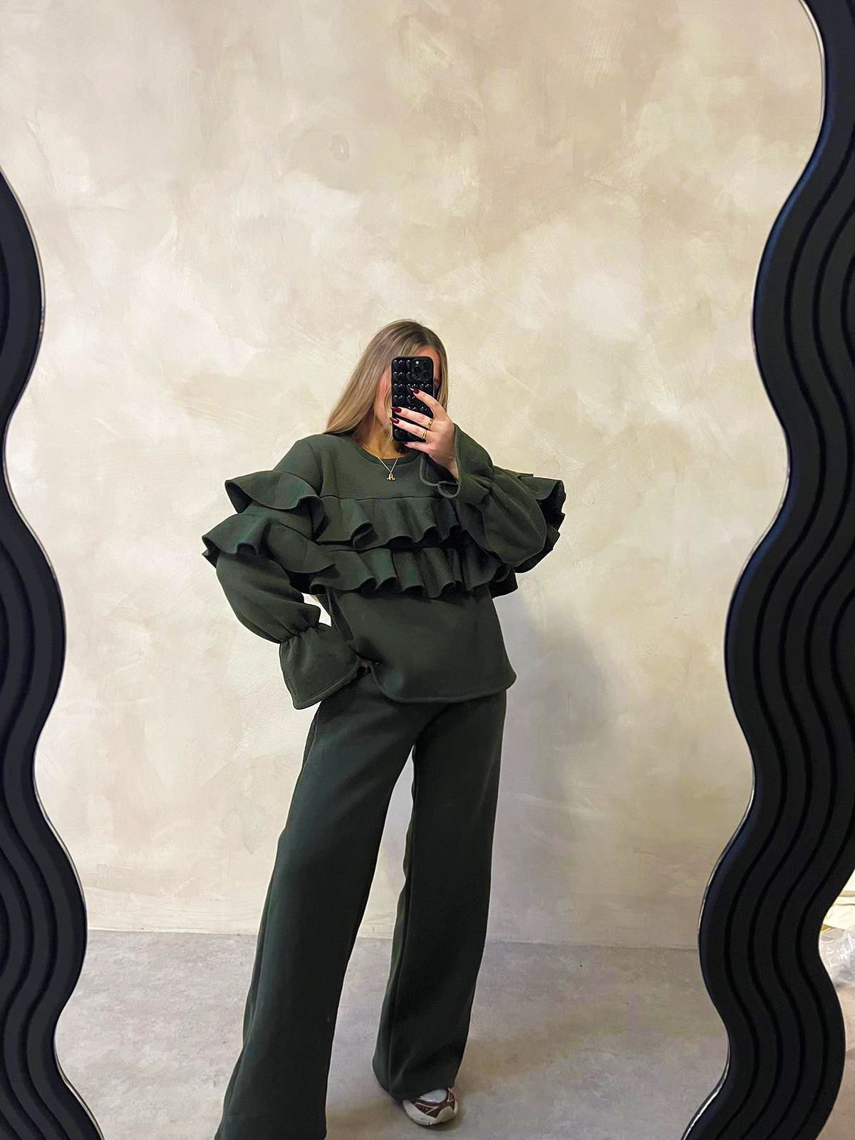 Gia Ruffle Tracksuit - khaki