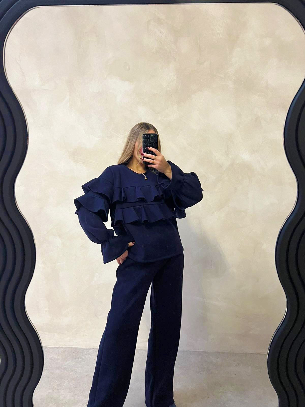 Gia Ruffle Tracksuit - Navy