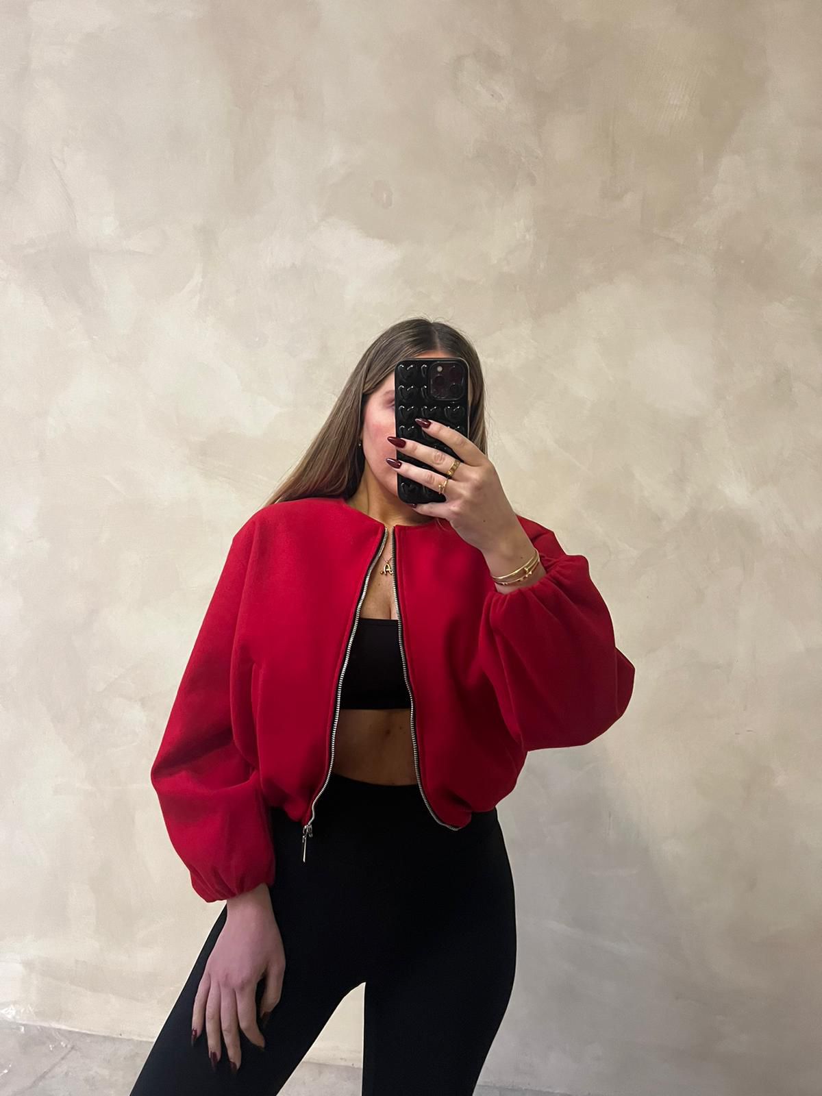 bomber jacket - red